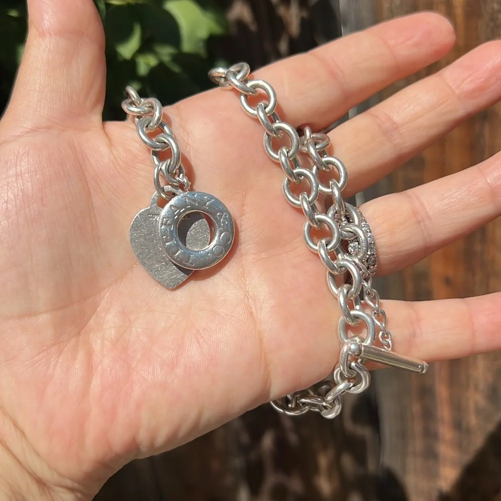 Tiffany & Co. Sterling Silver Heart Tag Toggle Chain Link Necklace. 💙 - Picture 15 of 17